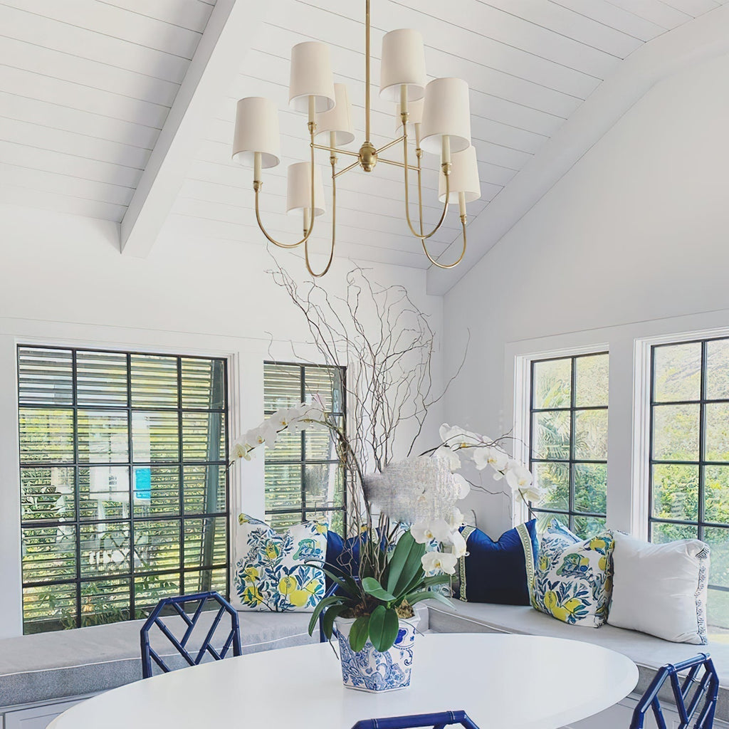 Talia Chandelier Luxury Brass Fabric