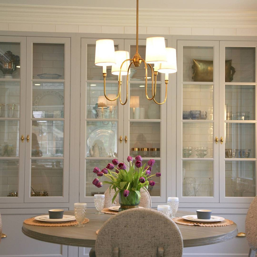 Talia Chandelier Luxury Brass Fabric