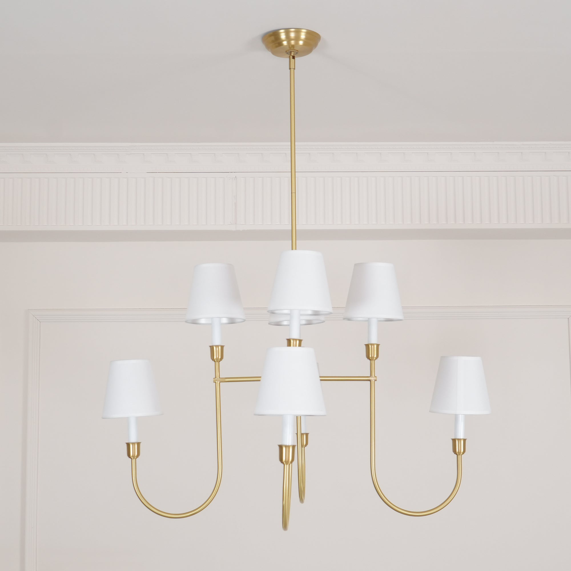 Lustra Chandelier Vendome Brass White Shade