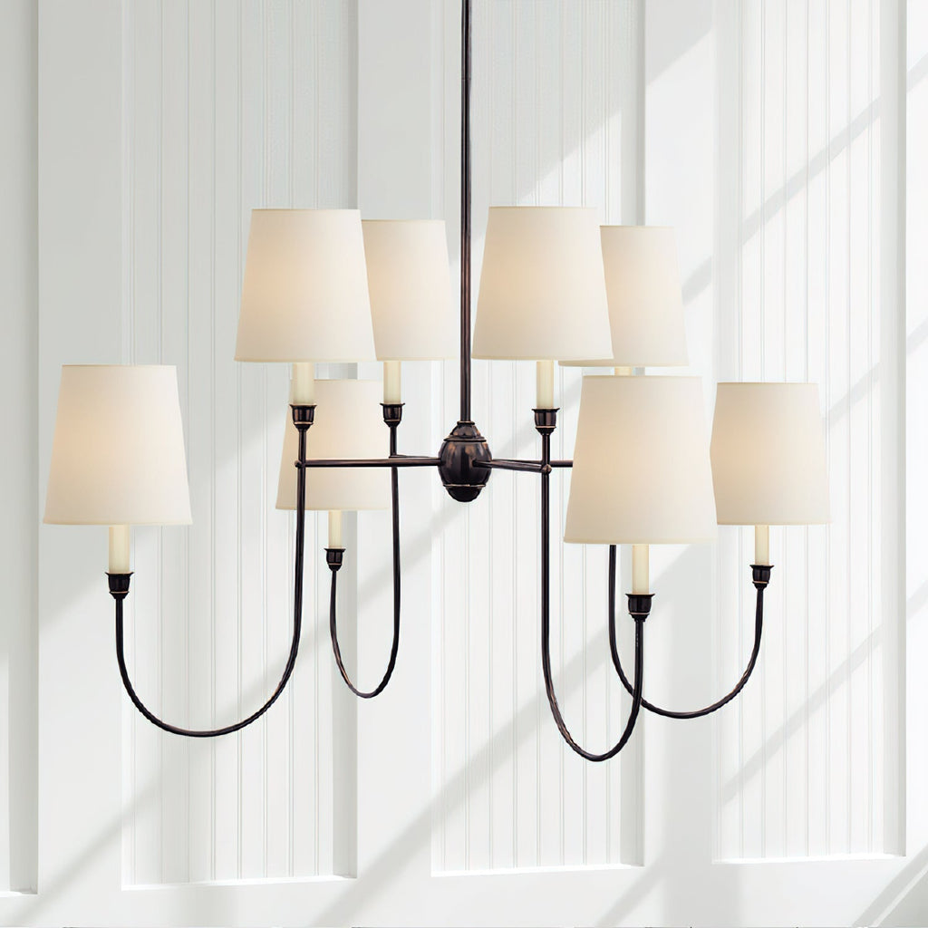 Talia Chandelier Luxury Brass Fabric