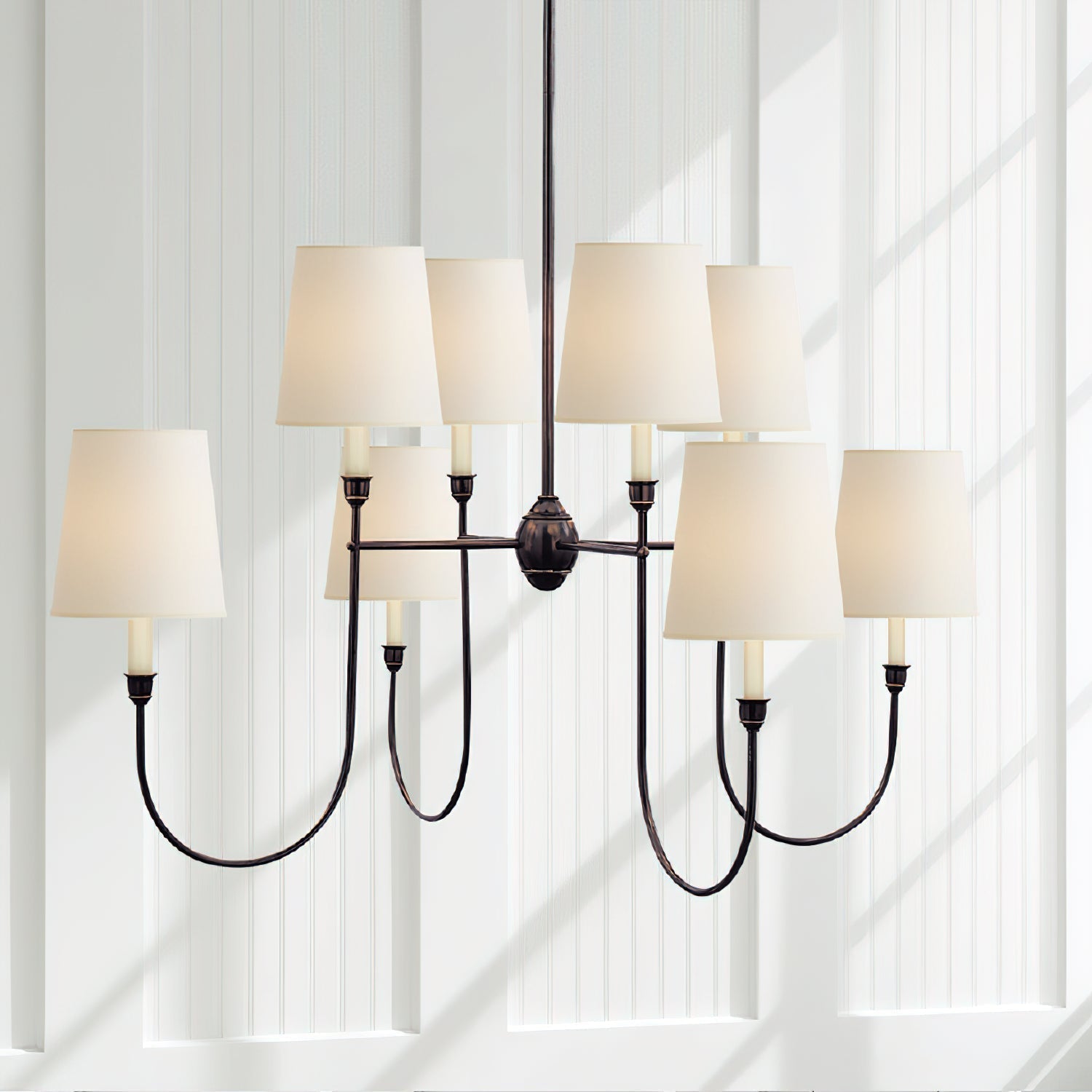 Talia Chandelier Luxury Brass Fabric
