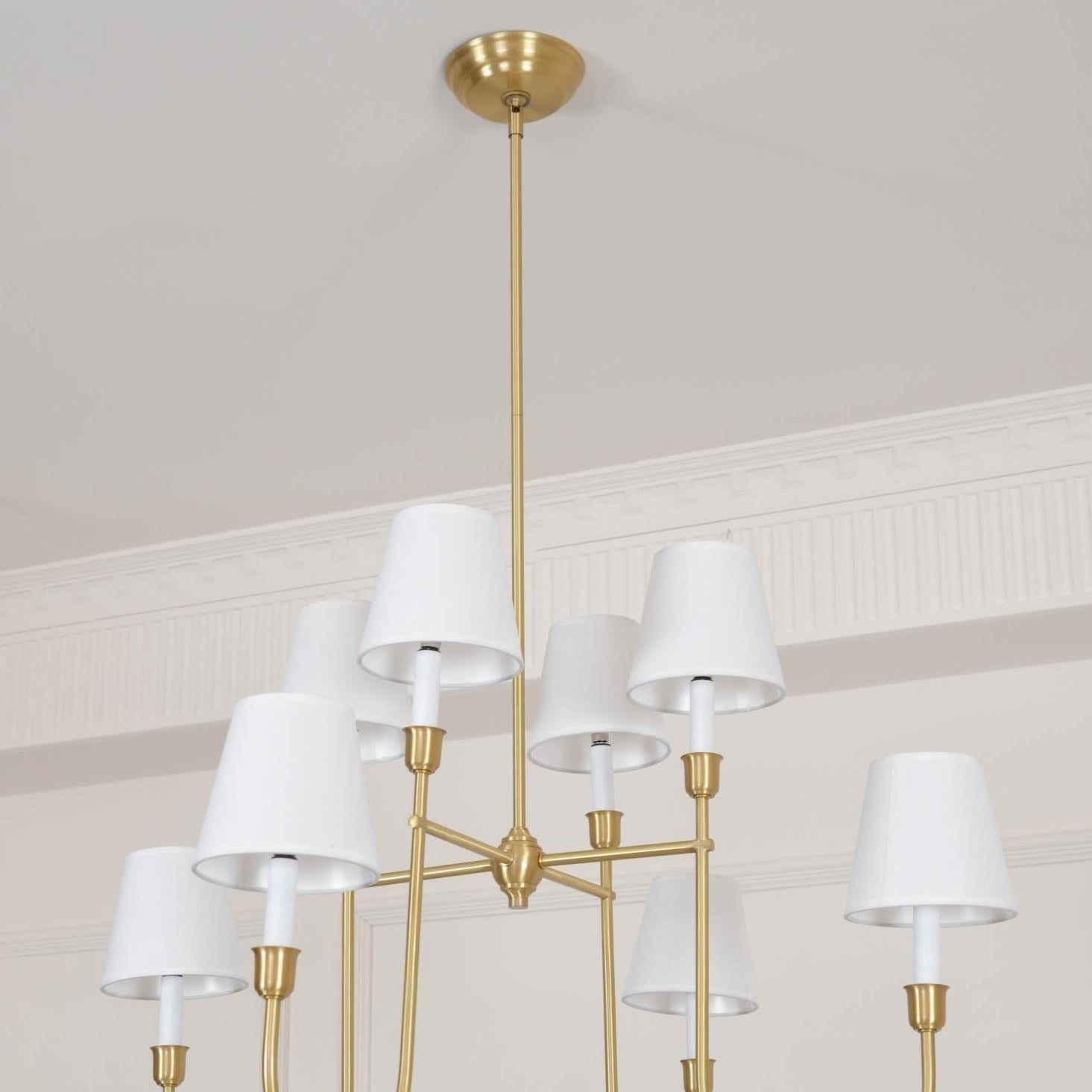 Talia Chandelier Luxury Brass Fabric