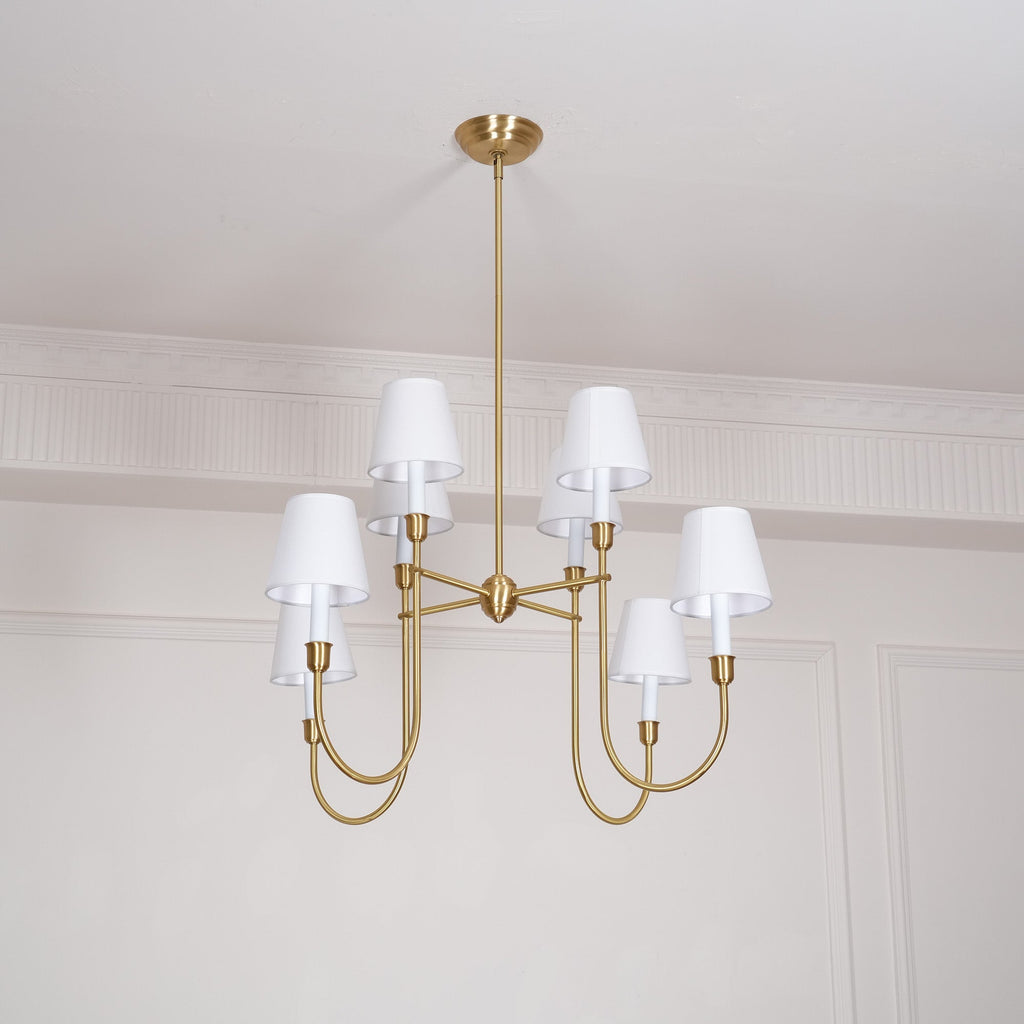 Lustra Chandelier Vendome Brass White Shade