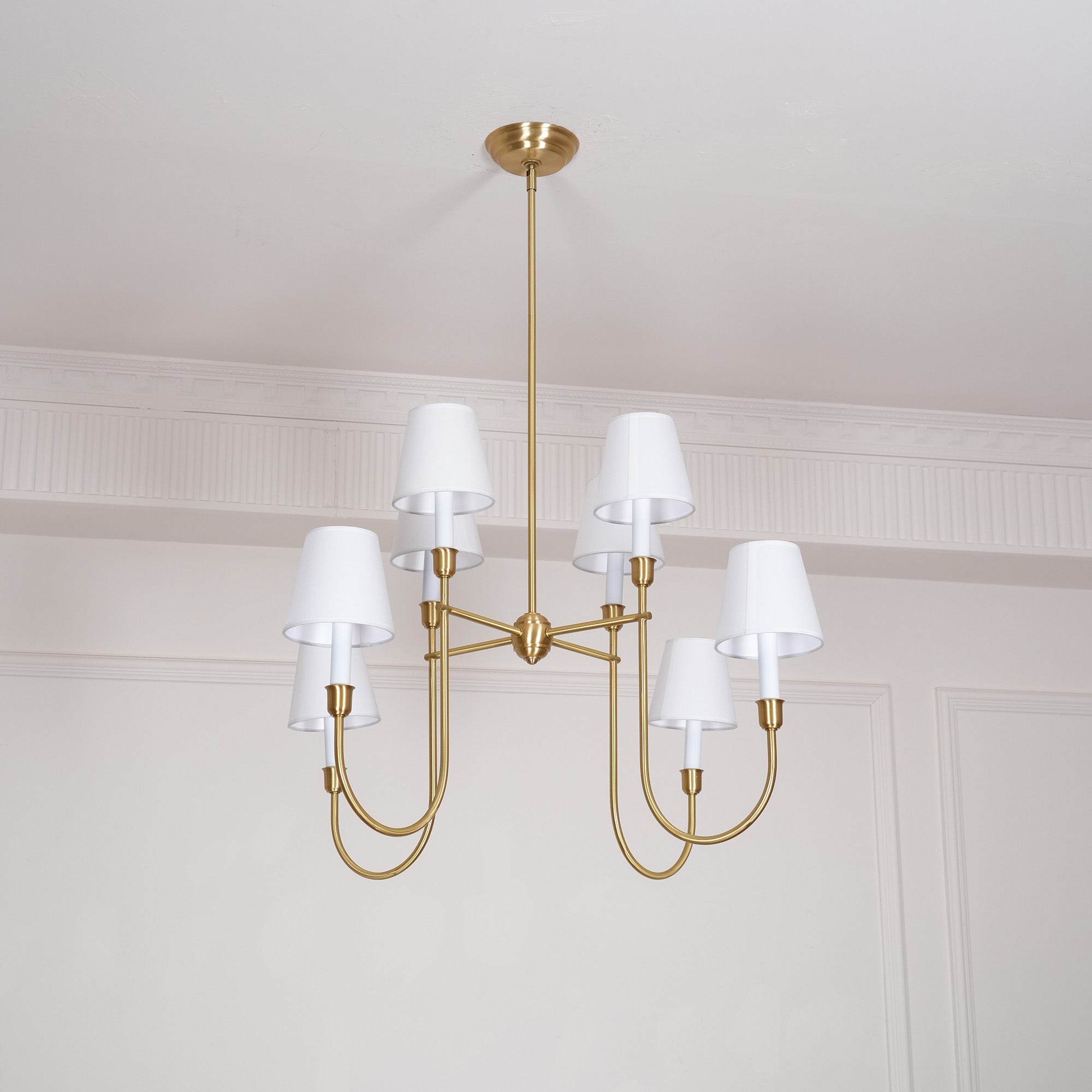 Lustra Chandelier Vendome Brass White Shade