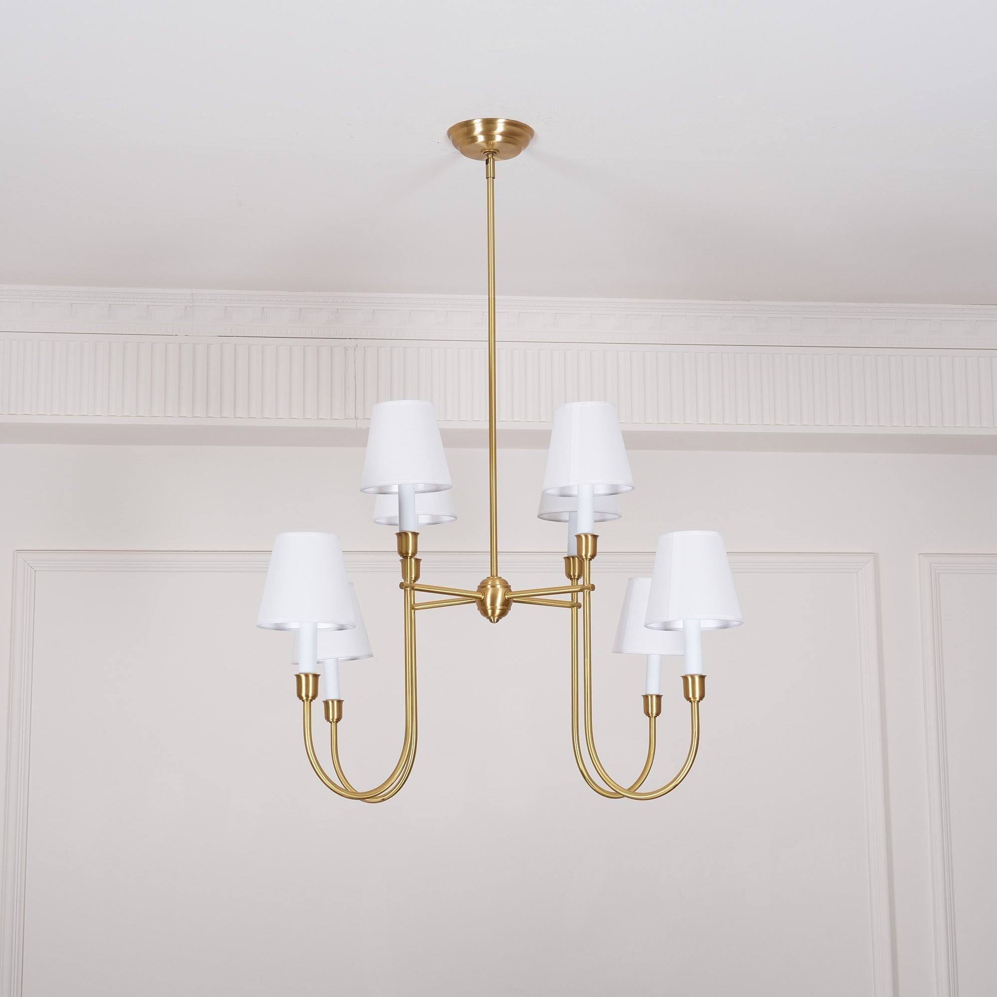 Lustra Chandelier Vendome Brass White Shade