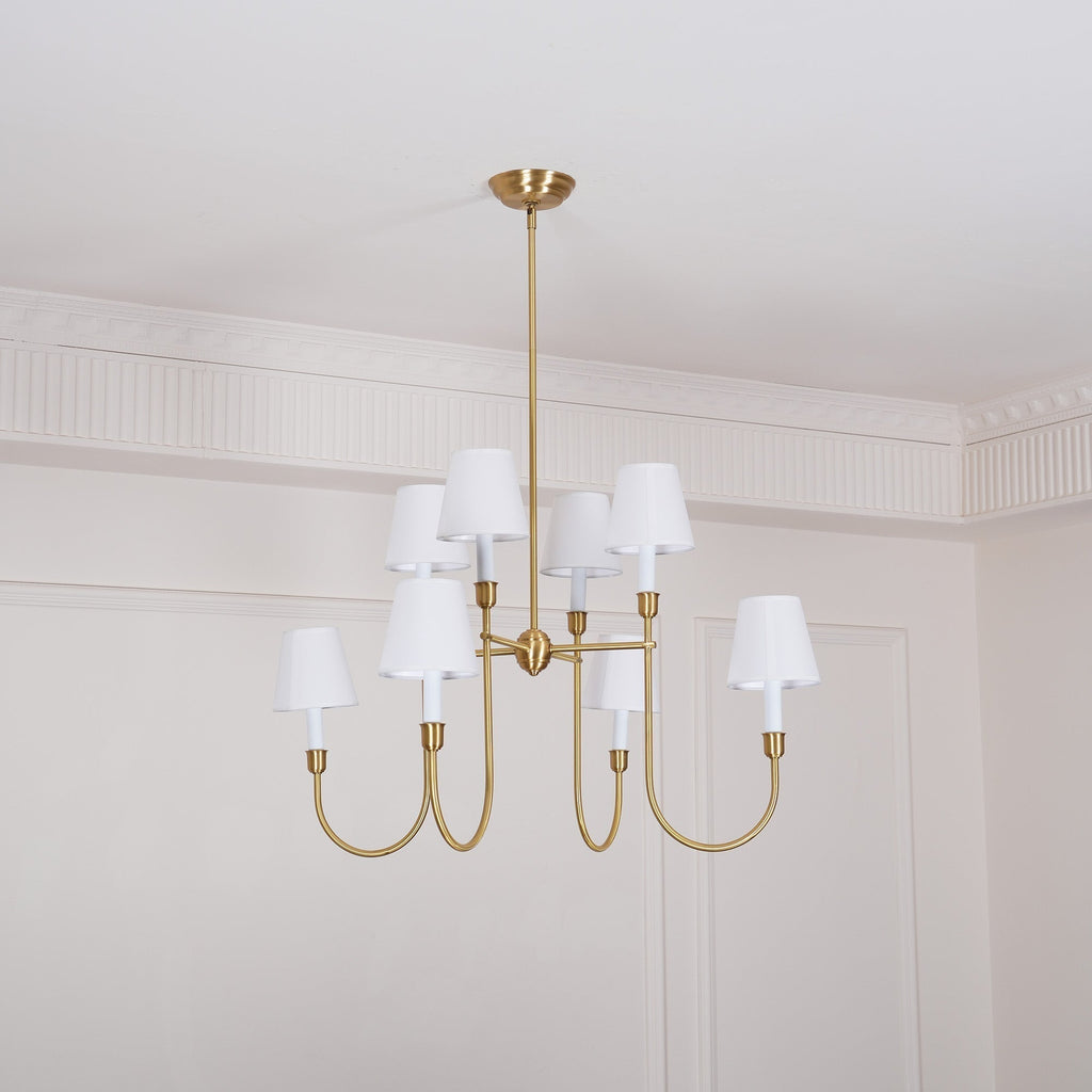Lustra Chandelier Vendome Brass White Shade