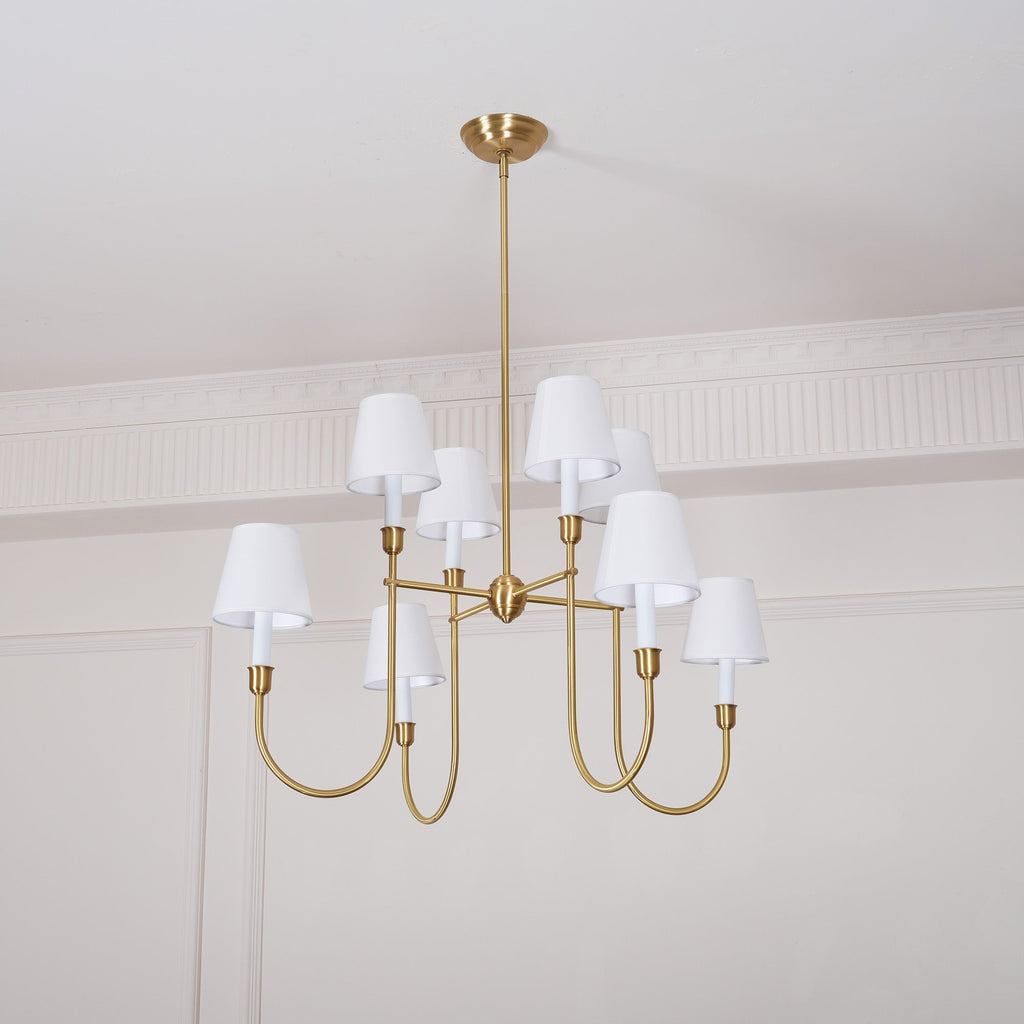 Lustra Chandelier Vendome Brass White Shade