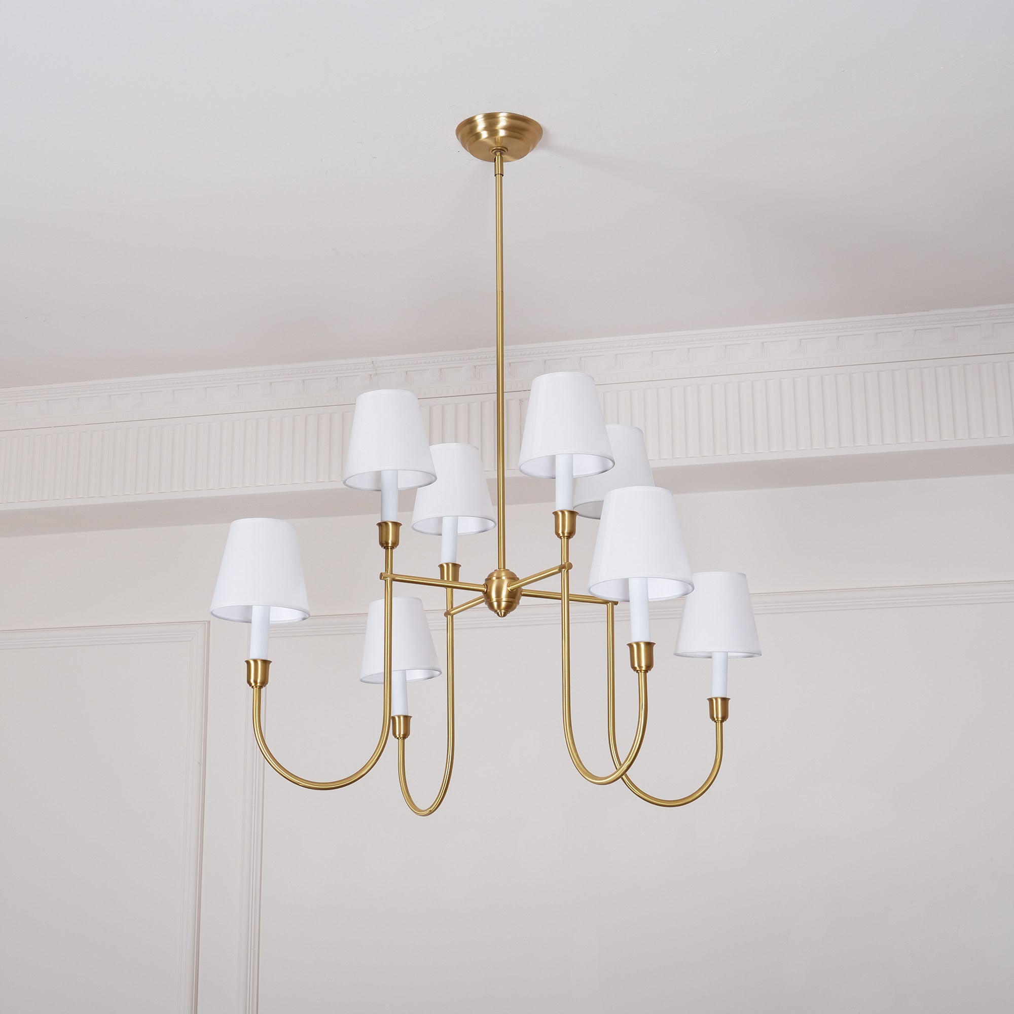 Lustra Chandelier Vendome Brass White Shade