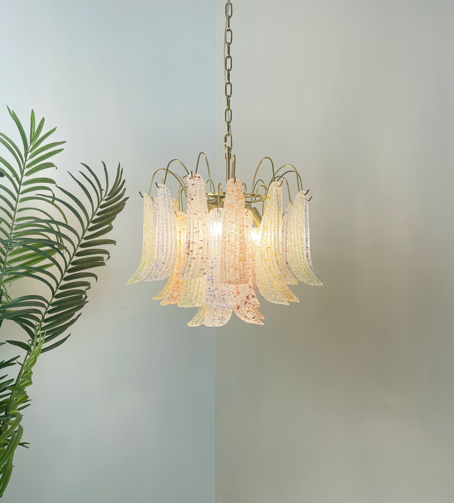 Aurora Chandelier Colorful Murano Glass Petals Vintage