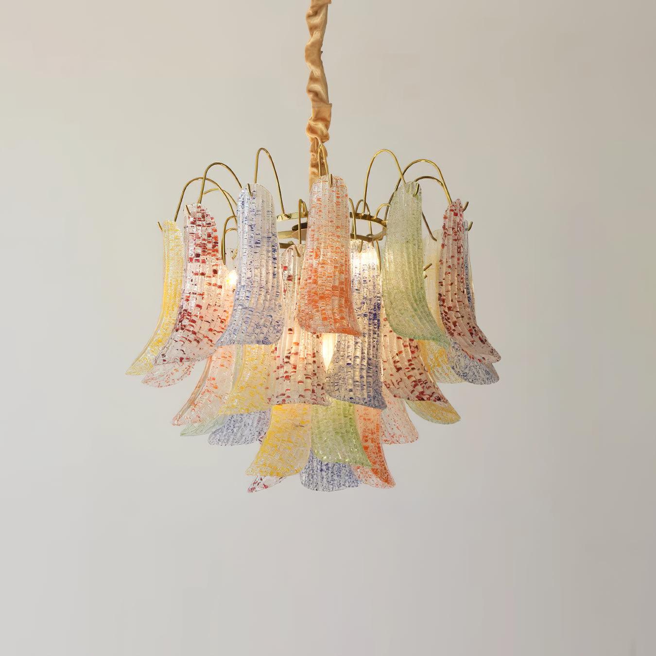 Aurora Chandelier Colorful Murano Glass Petals Vintage