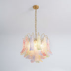 Chandelier Glass Petals Metal Frame Colorful Artistic Ambience