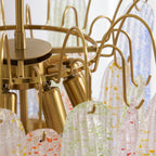 Chandelier Glass Petals Metal Frame Colorful Artistic Ambience