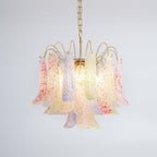 Chandelier Glass Petals Metal Frame Colorful Artistic Ambience