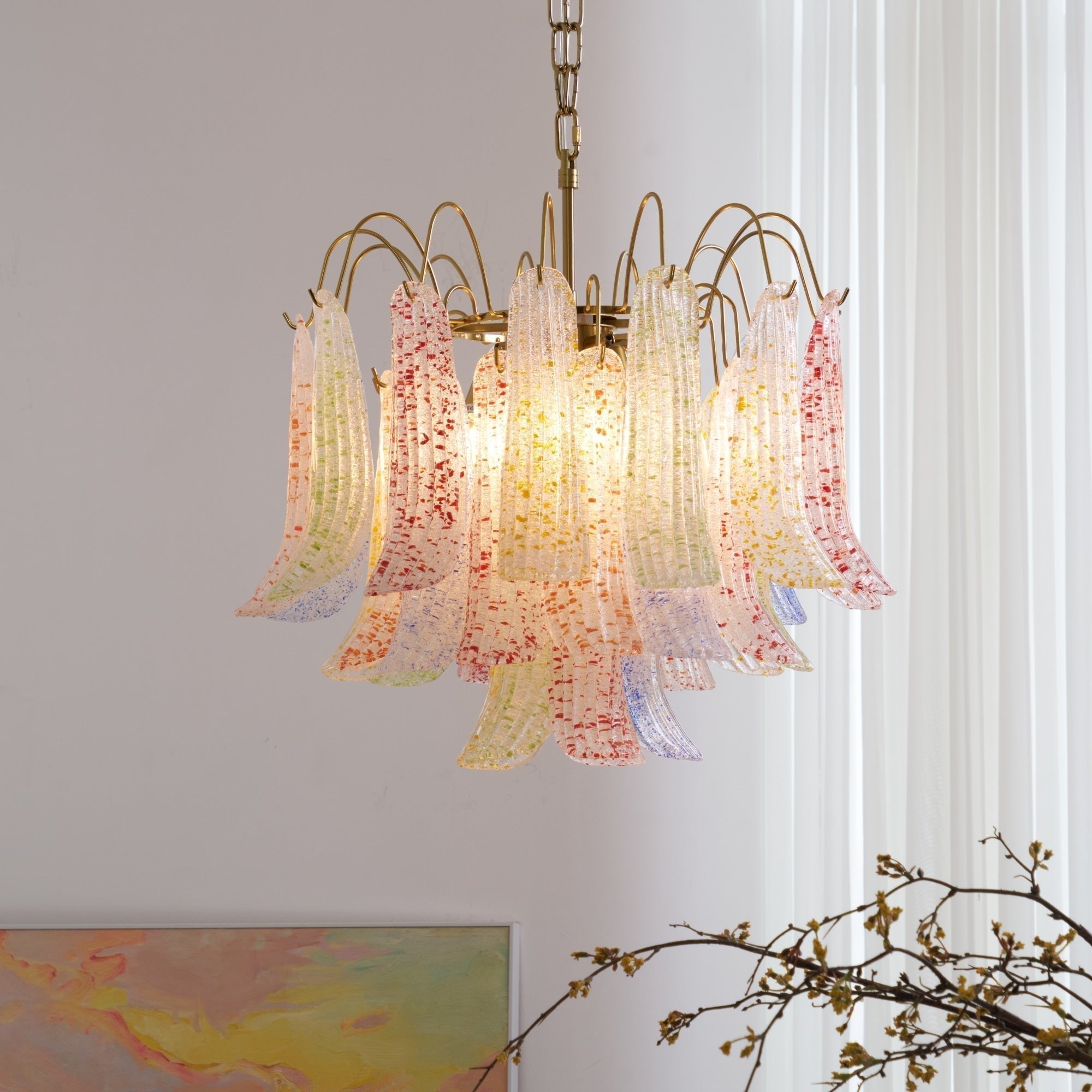 Aurora Chandelier Colorful Murano Glass Petals Vintage