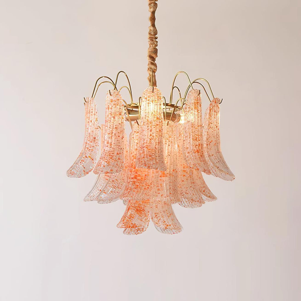Chandelier Glass Petals Metal Frame Colorful Artistic Ambience