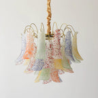 Chandelier Glass Petals Metal Frame Colorful Artistic Ambience