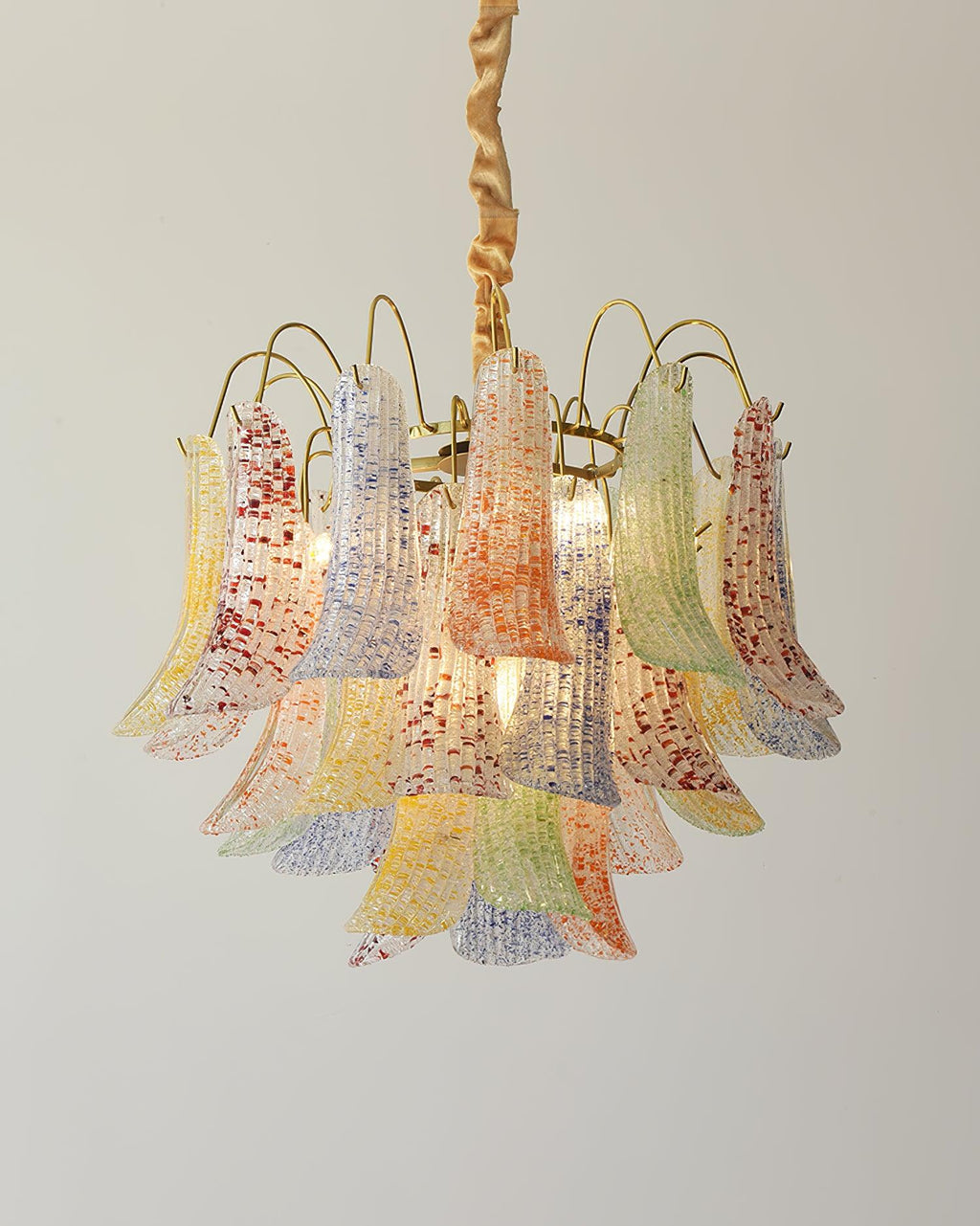 Chandelier Glass Petals Metal Frame Colorful Artistic Ambience