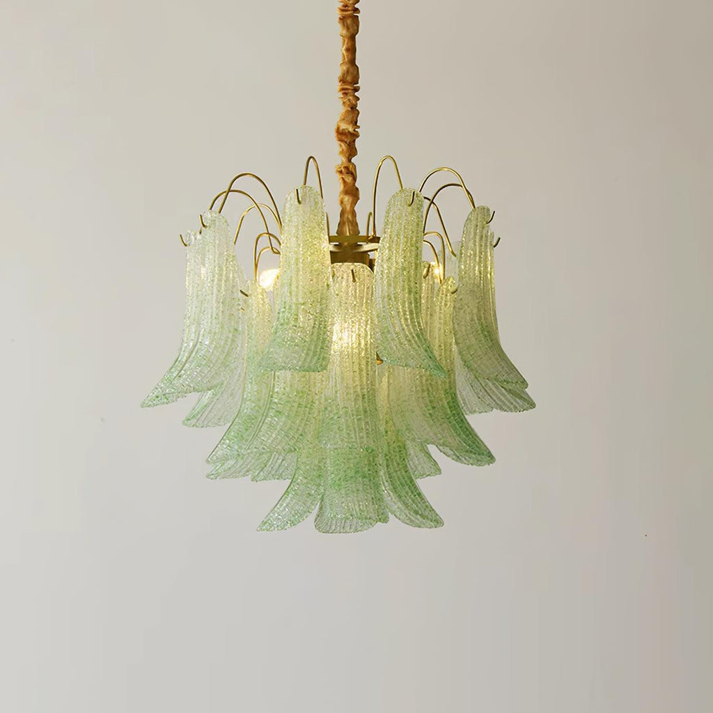 Chandelier Glass Petals Metal Frame Colorful Artistic Ambience