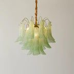 Chandelier Glass Petals Metal Frame Colorful Artistic Ambience