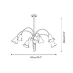 Chandelier Flower-Shaped Glass Shades on Gold Metal Arms for Dining