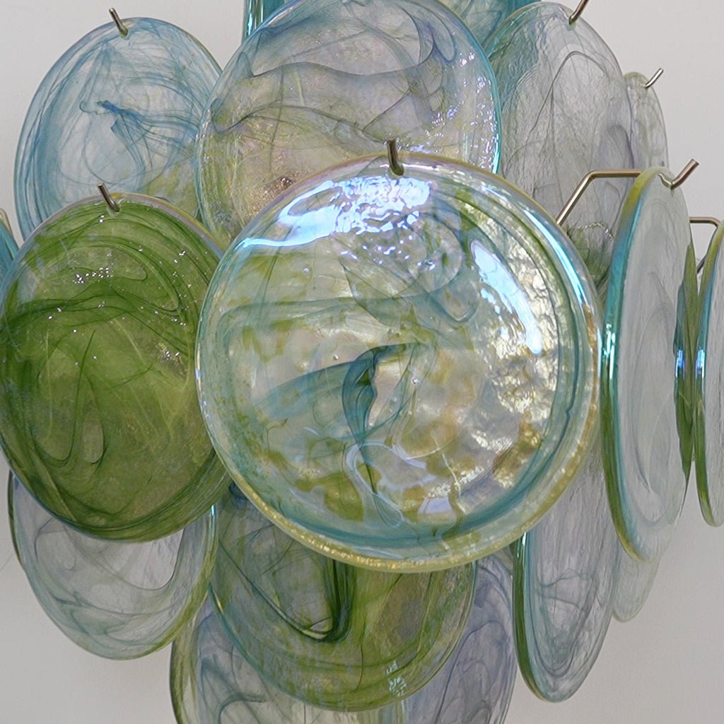 Aurora Chandelier Green Murano Glass Disc Nature