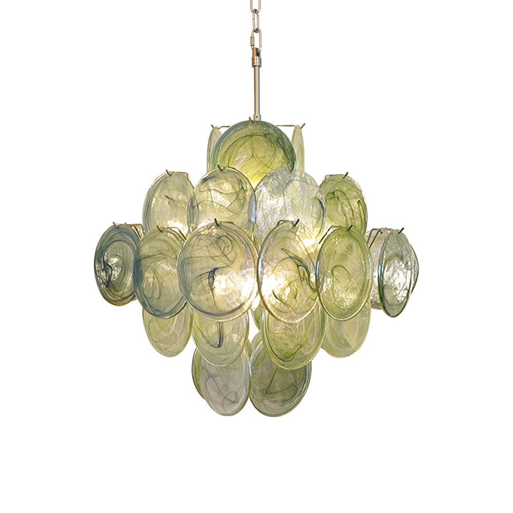 Aurora Chandelier Green Murano Glass Disc Nature