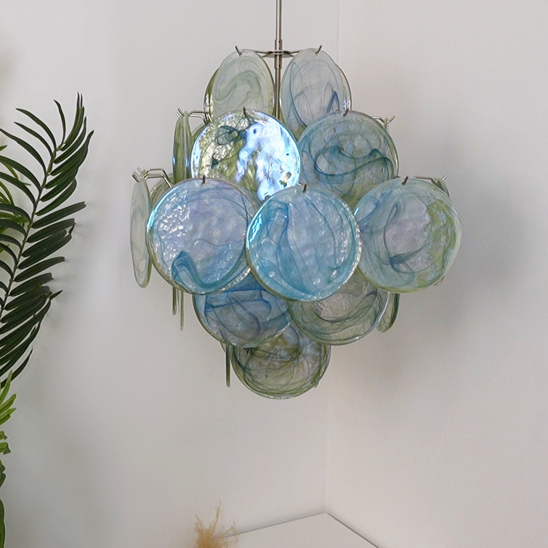 Aurora Chandelier Green Murano Glass Disc Nature