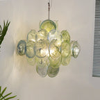 Aurora Chandelier Green Murano Glass Disc Nature