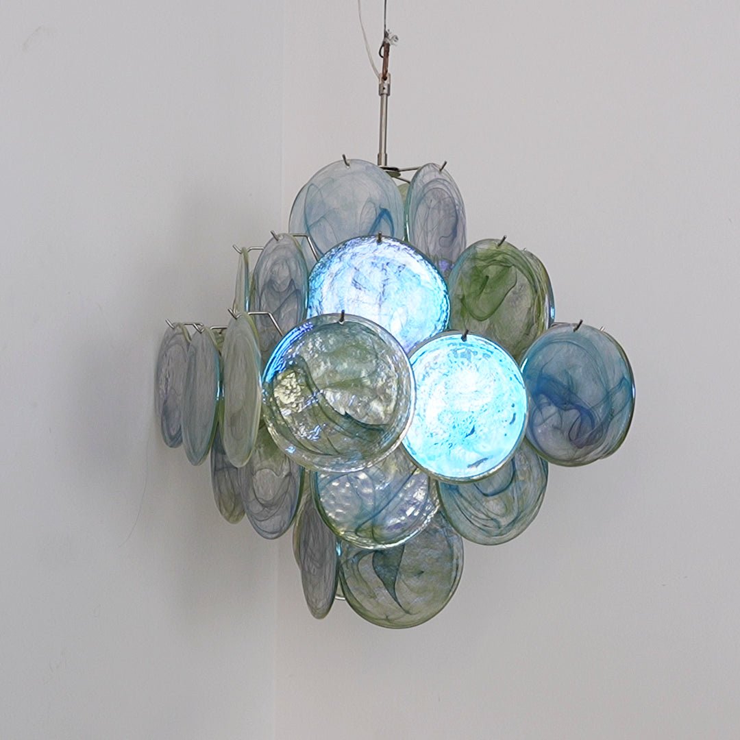Aurora Chandelier Green Murano Glass Disc Nature