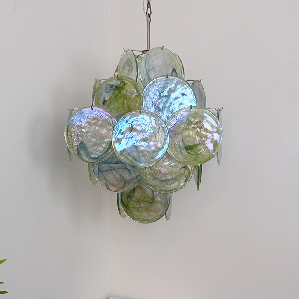 Aurora Chandelier Green Murano Glass Disc Nature