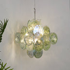 Aurora Chandelier Green Murano Glass Disc Nature
