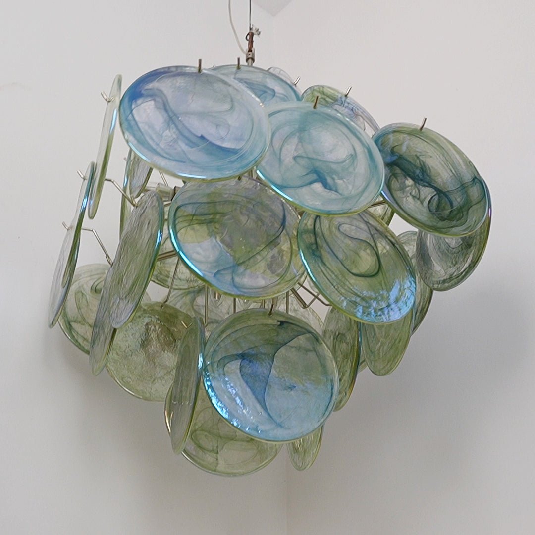 Aurora Chandelier Green Murano Glass Disc Nature