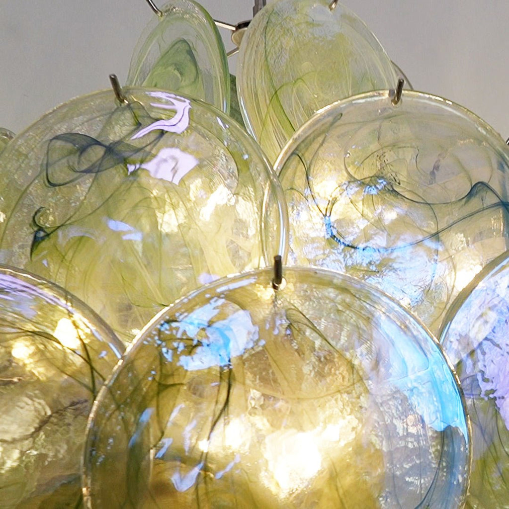 Aurora Chandelier Green Murano Glass Disc Nature