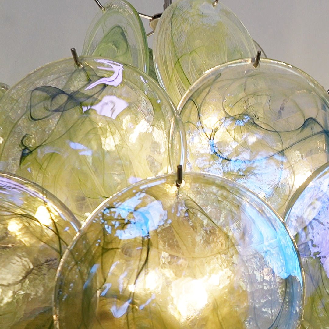 Aurora Chandelier Green Murano Glass Disc Nature