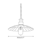 Pendant Lamp Scalloped Brass Shade Walnut Wood Vintage