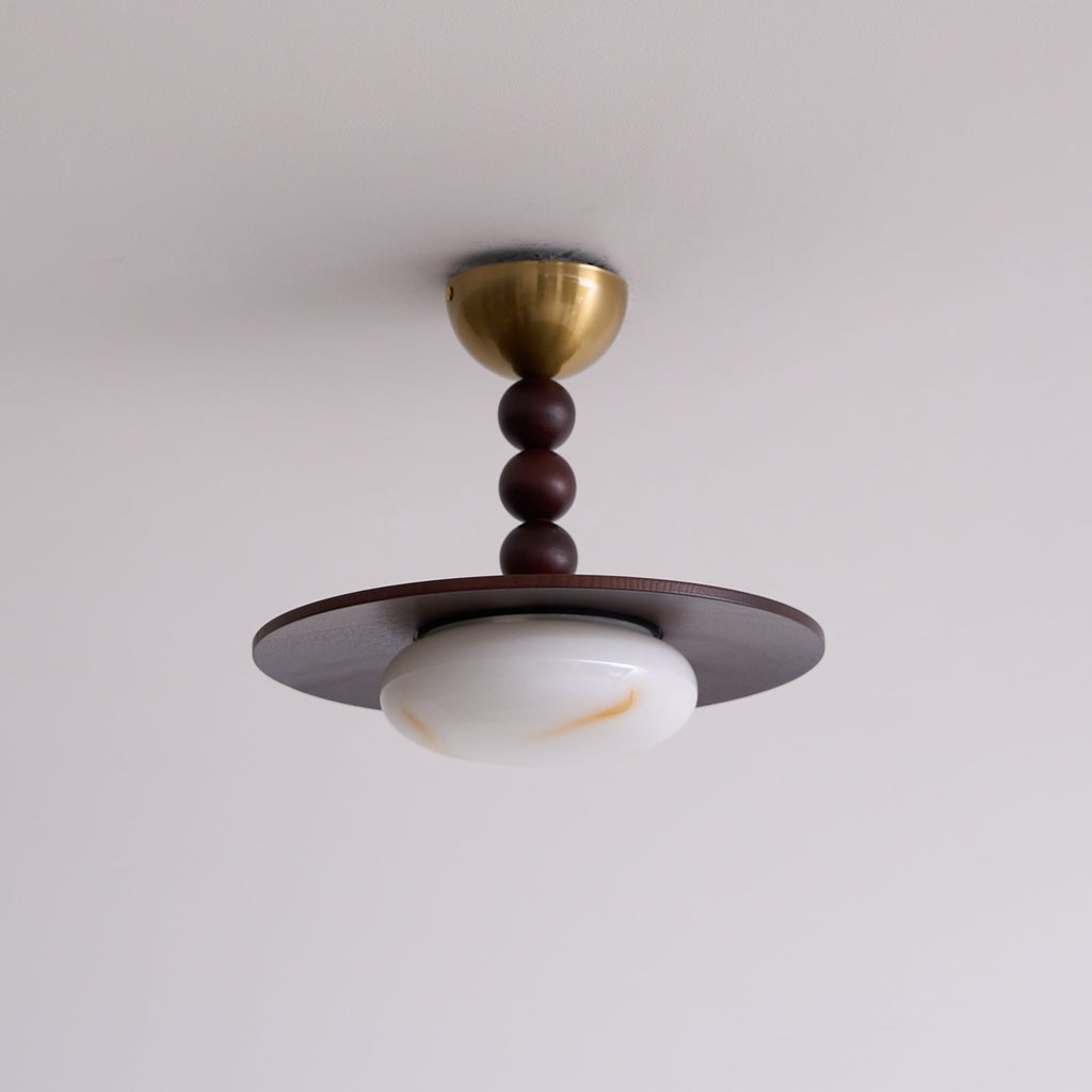 Yeste Ceiling Light Walnut Color & White Imitation Alabaster