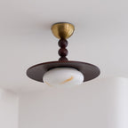 Yeste Ceiling Light Walnut Color & White Imitation Alabaster