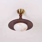 Yeste Ceiling Light Walnut Color & White Imitation Alabaster