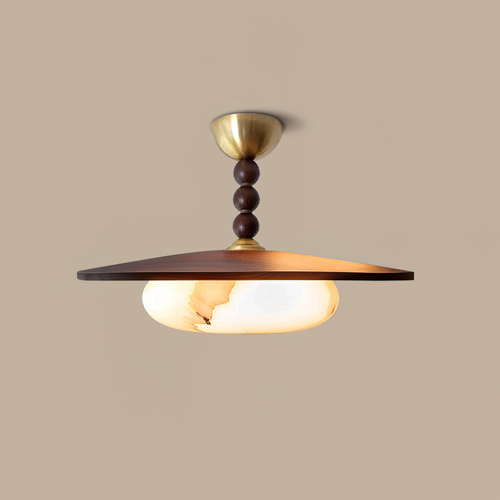 Yeste Ceiling Light Walnut Color & White Imitation Alabaster