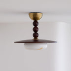 Yeste Ceiling Light Walnut Color & White Imitation Alabaster