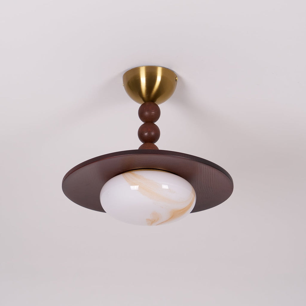 Yeste Ceiling Light Walnut Color & White Imitation Alabaster