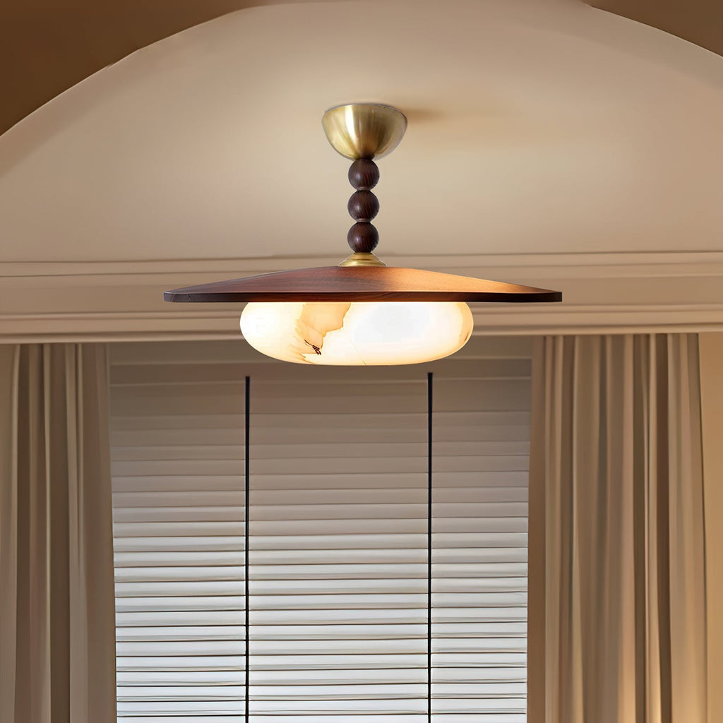 Muto Ceiling Light Walnut Color & White Imitation Alabaster