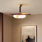Yeste Ceiling Light Walnut Color & White Imitation Alabaster