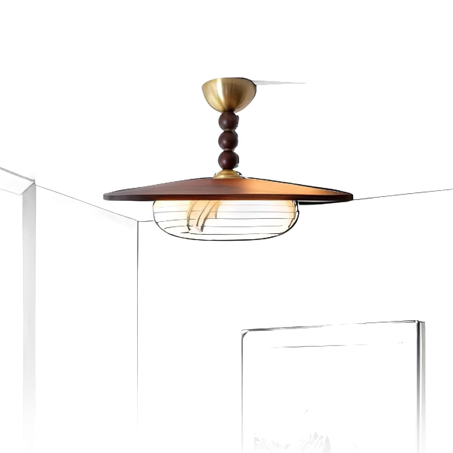 Yeste Ceiling Light Walnut Color & White Imitation Alabaster