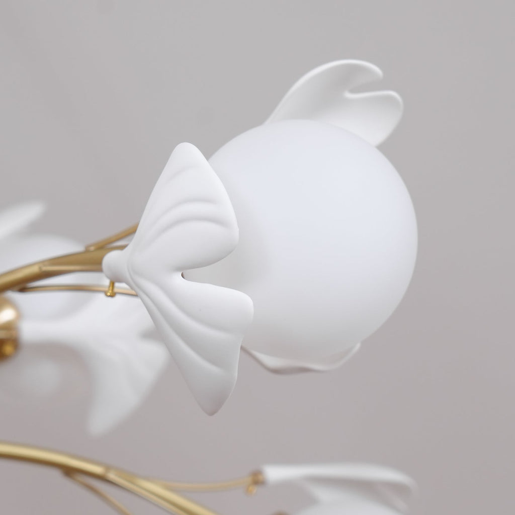 Ginkgo Leaf Chandelier with Frosted Glass Globes