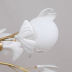 Ginkgo Leaf Chandelier with Frosted Glass Globes