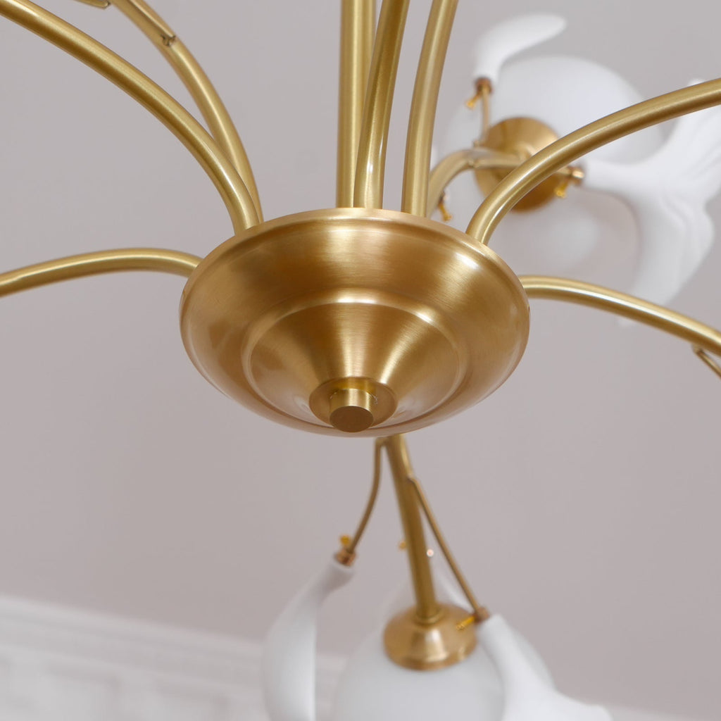 Ginkgo Leaf Chandelier with Frosted Glass Globes