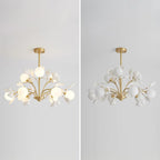 Ginkgo Leaf Chandelier with Frosted Glass Globes