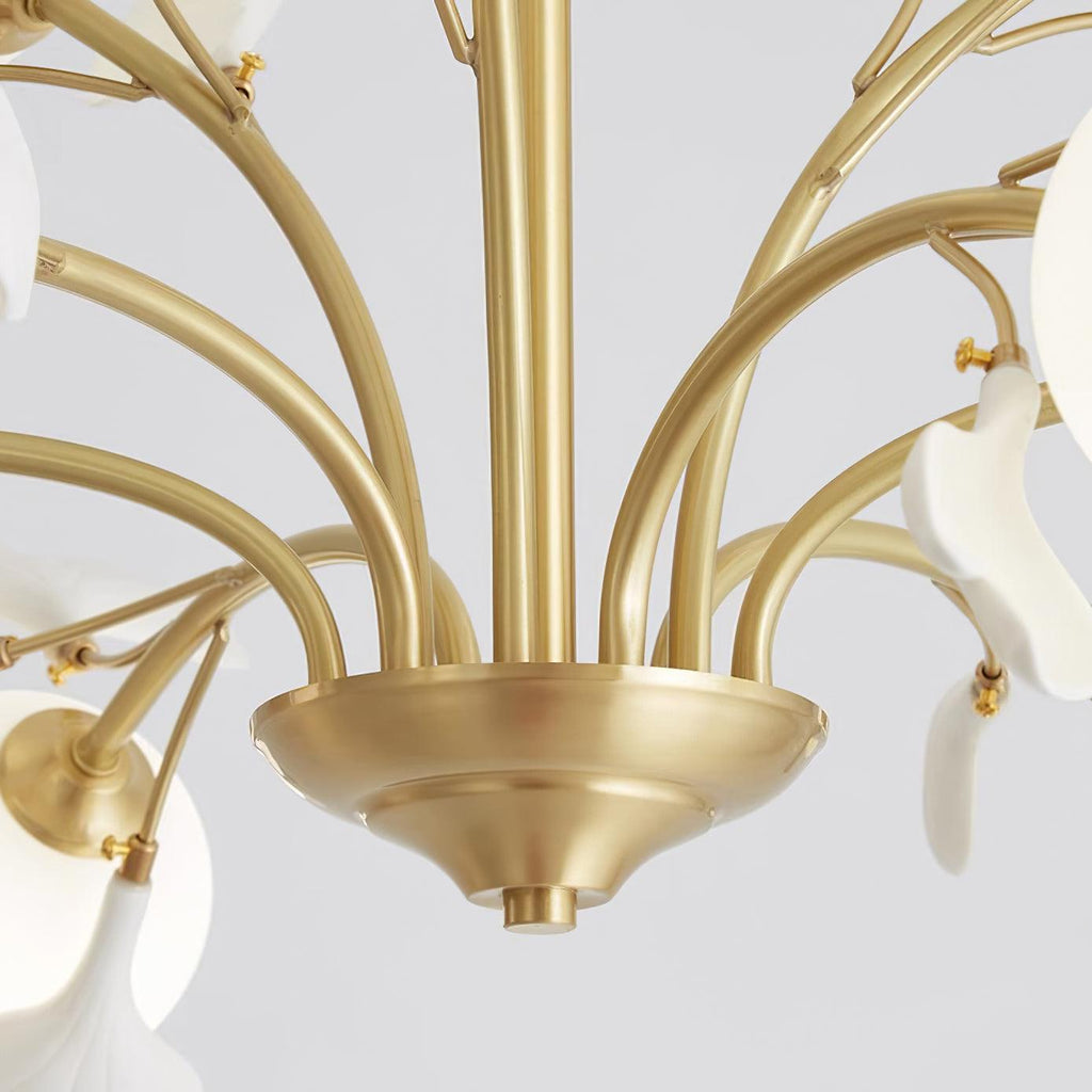 Ginkgo Leaf Chandelier with Frosted Glass Globes