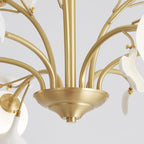 Ginkgo Leaf Chandelier with Frosted Glass Globes